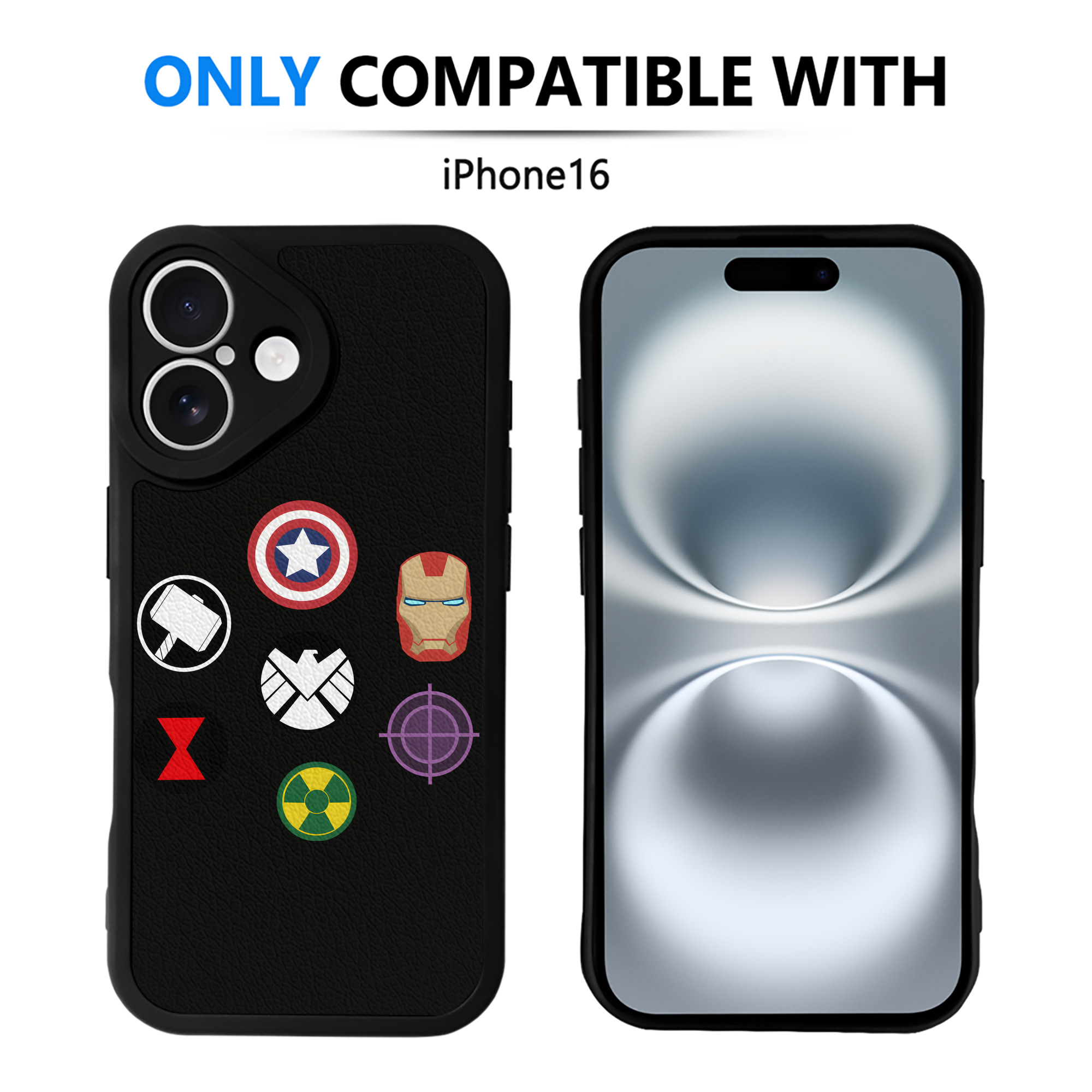（画像用） アベンジャーズ The Avengers 【iPhone 16シリーズ対応】シリコンスマホケース（レザー調） 材質：シリコン
